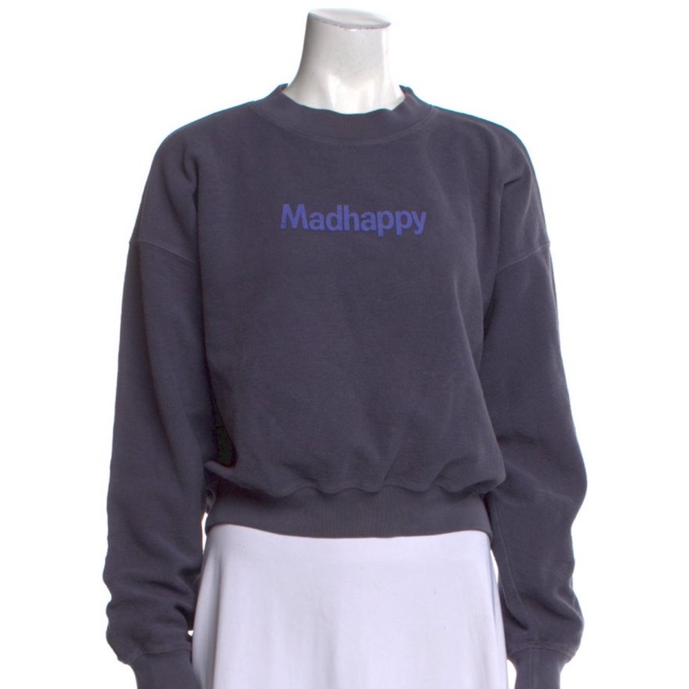 Madhappy Dark Gray Crewneck Sweatshirt with Blue Logo